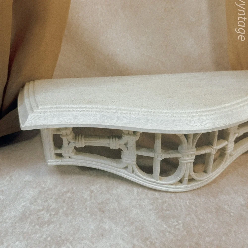 Off White Homco Faux Wicker Wall Shelf